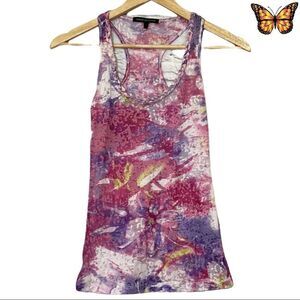Urban Behavior Tie Dye Sheer Tank Braided Neckline Size Extra Small